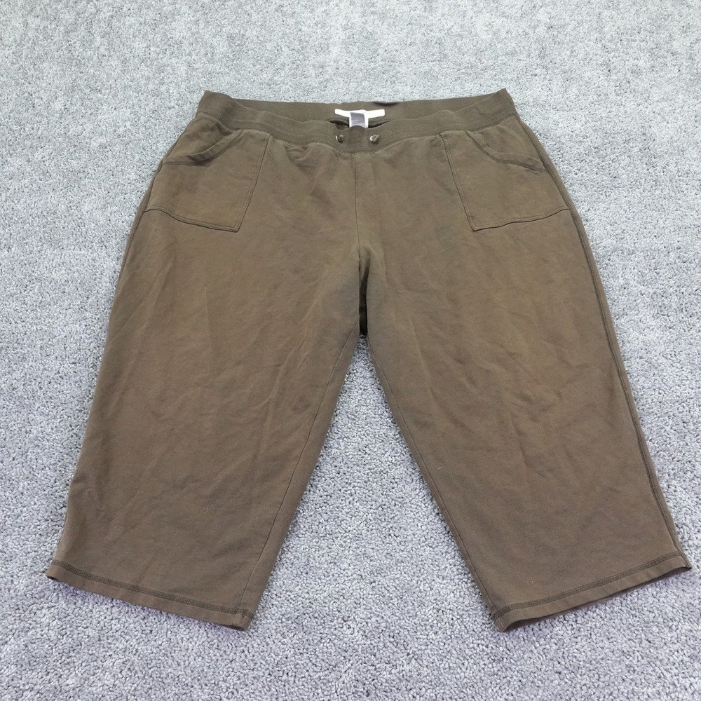 Capri Pants Womens 26/28W Brown Stretch Cotton Blend Casual Pockets